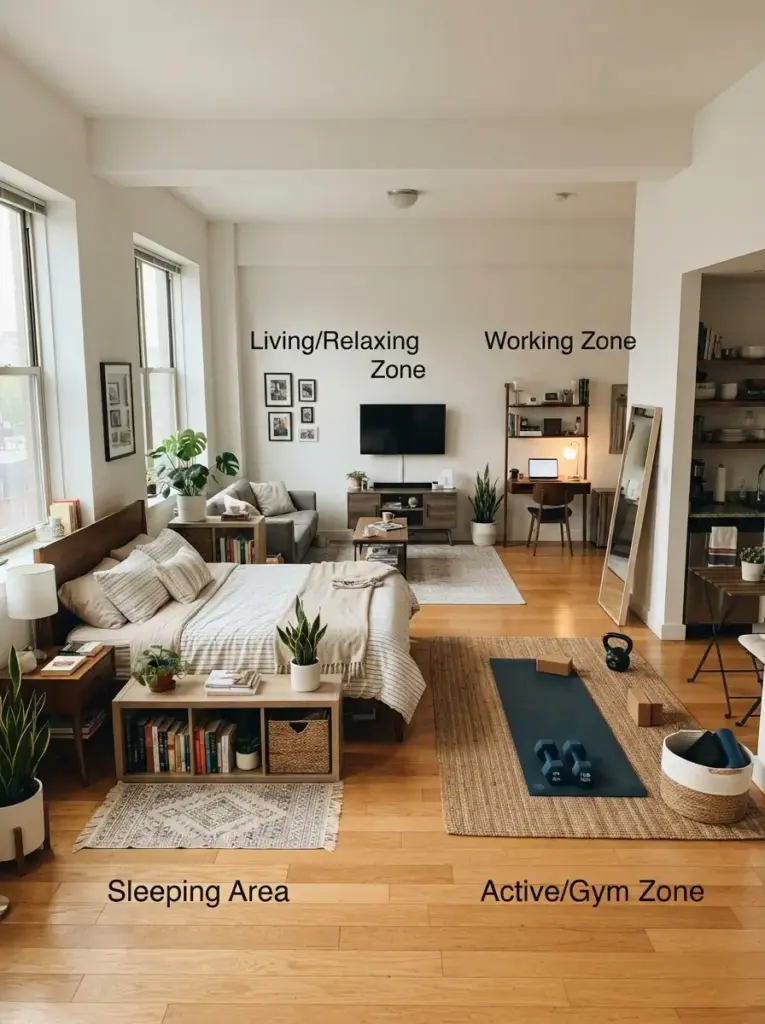 Add A Workout Zone In A Studio Apartment Layout