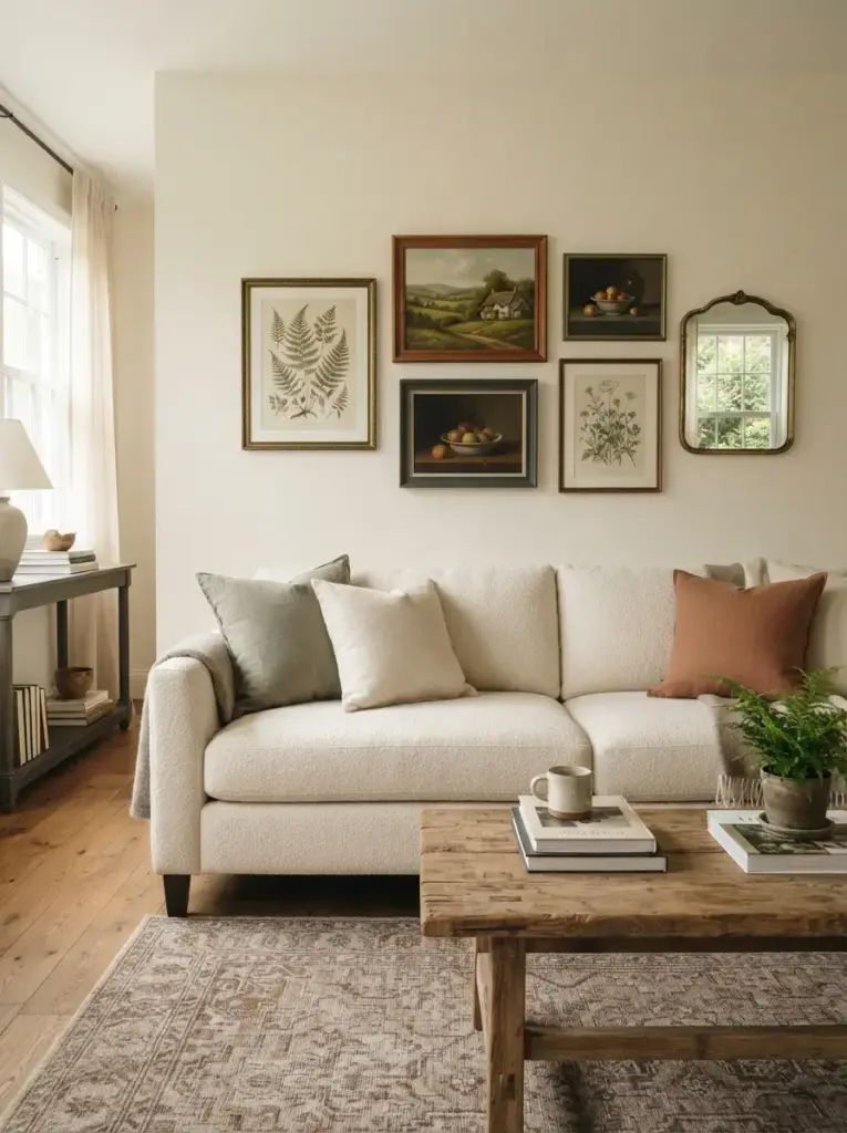 Add Botanical Art and an Aged Mirror
