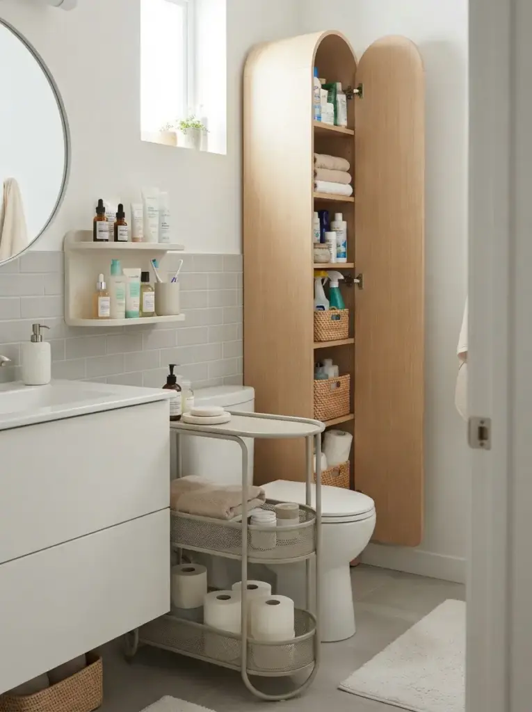Add Curved Storage Instead of Bulky Square Furniture