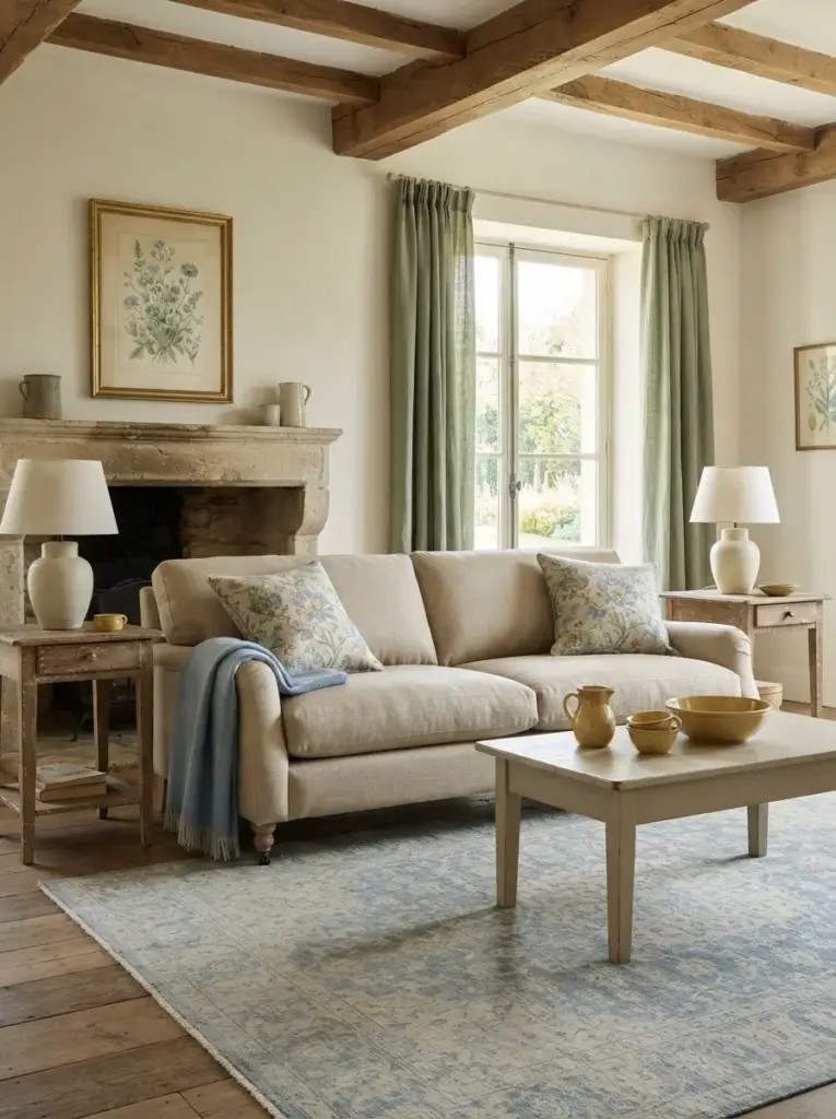 Add Faded Blue, Sage, or Muted Yellow Accents