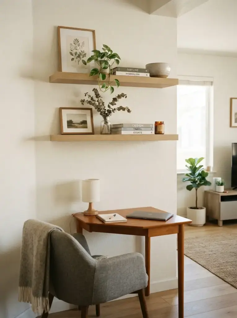 Add Floating Shelves With Restraint
