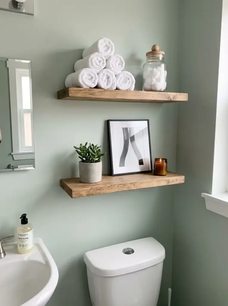 Add Floating Shelves or Over-Toilet Storage