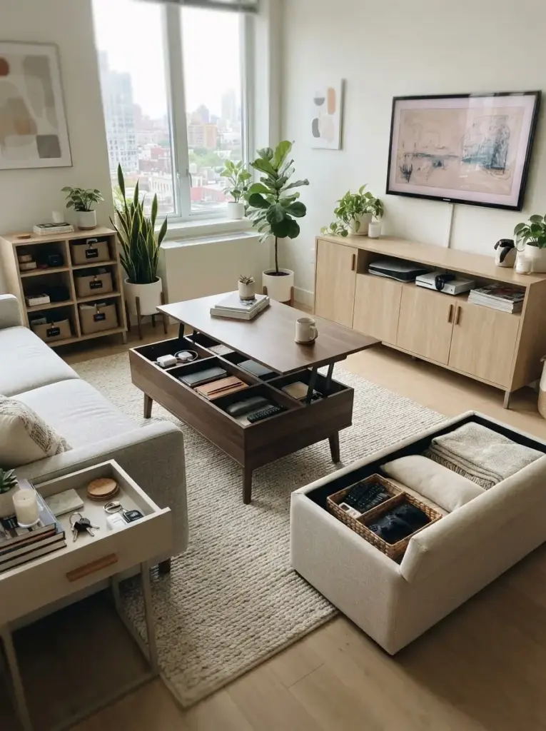 Add Hidden Storage Through Multiuse Furniture