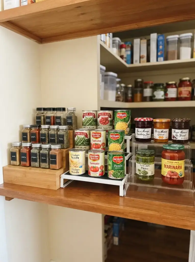 Add Shelf Risers for Cans and Short Jars