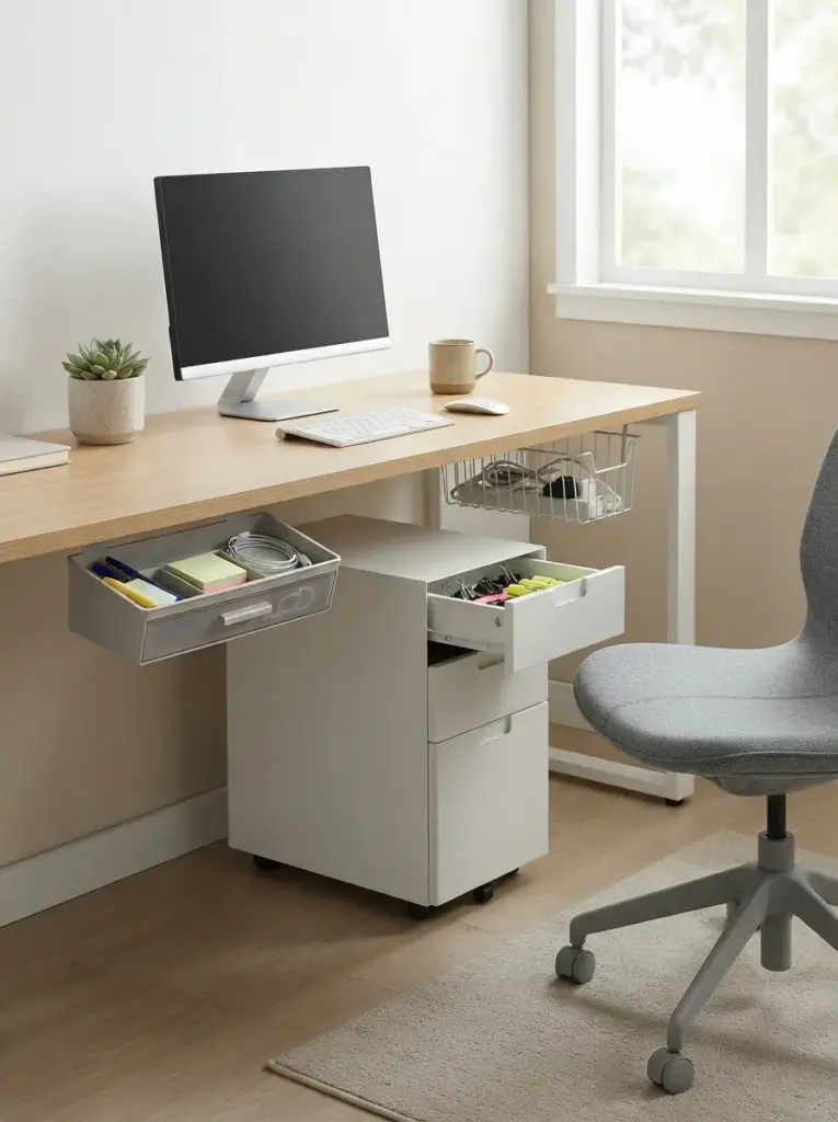 Add Under-Desk Storage Instead of Side Cabinets