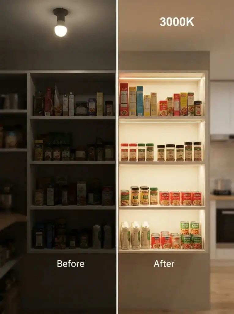Add Warm Lighting to Dark Pantry Areas