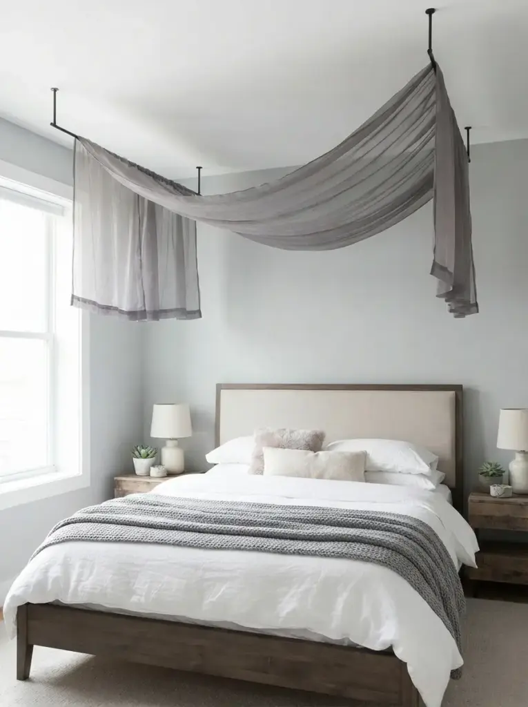 Add a Bed Canopy Without Crowding the Ceiling