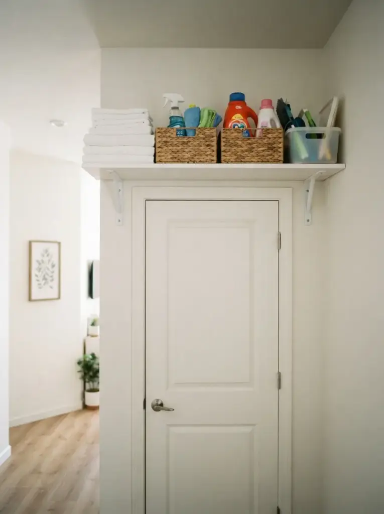 Add a Compact Laundry Shelf Above the Door