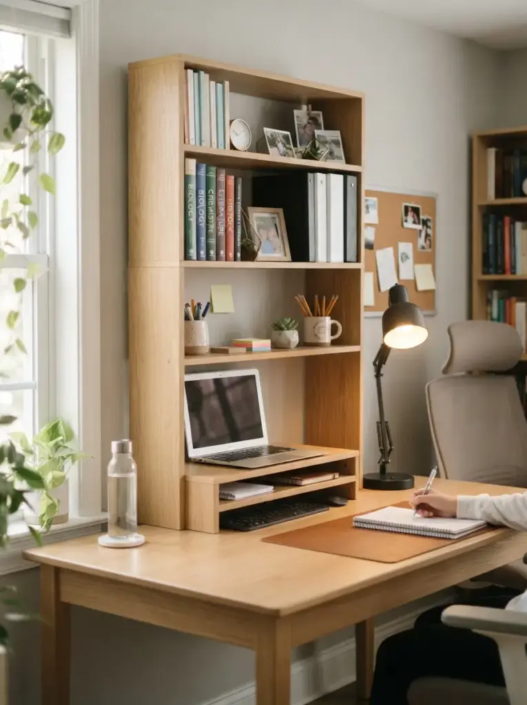 Add a Desk Hutch or Monitor Shelf