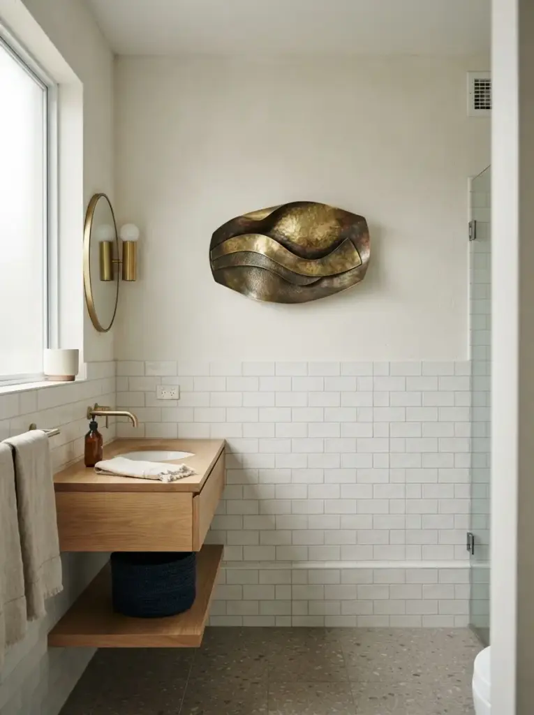 Add a Large Clock or Sculptural Wall Piece