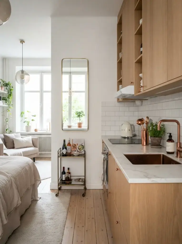 Add a Narrow Mirror or Reflective Panel