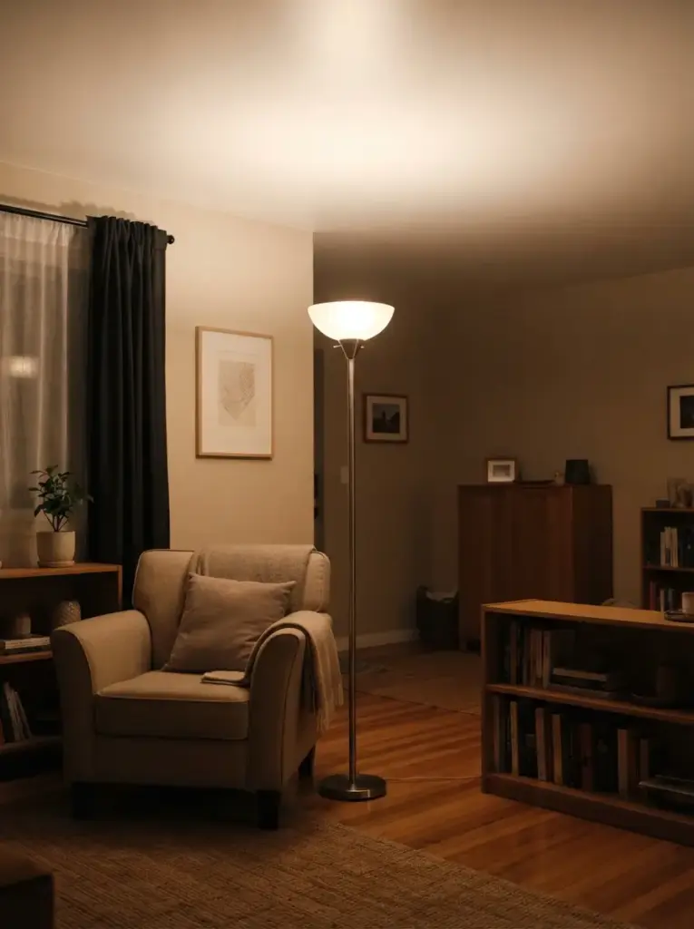 Add a Torchiere Lamp to Brighten a Dark Ceiling