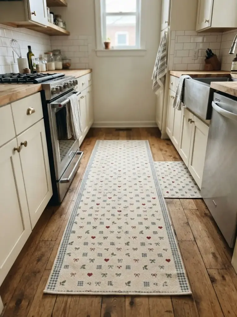 Add a Washable Rug With a Small-Scale Pattern