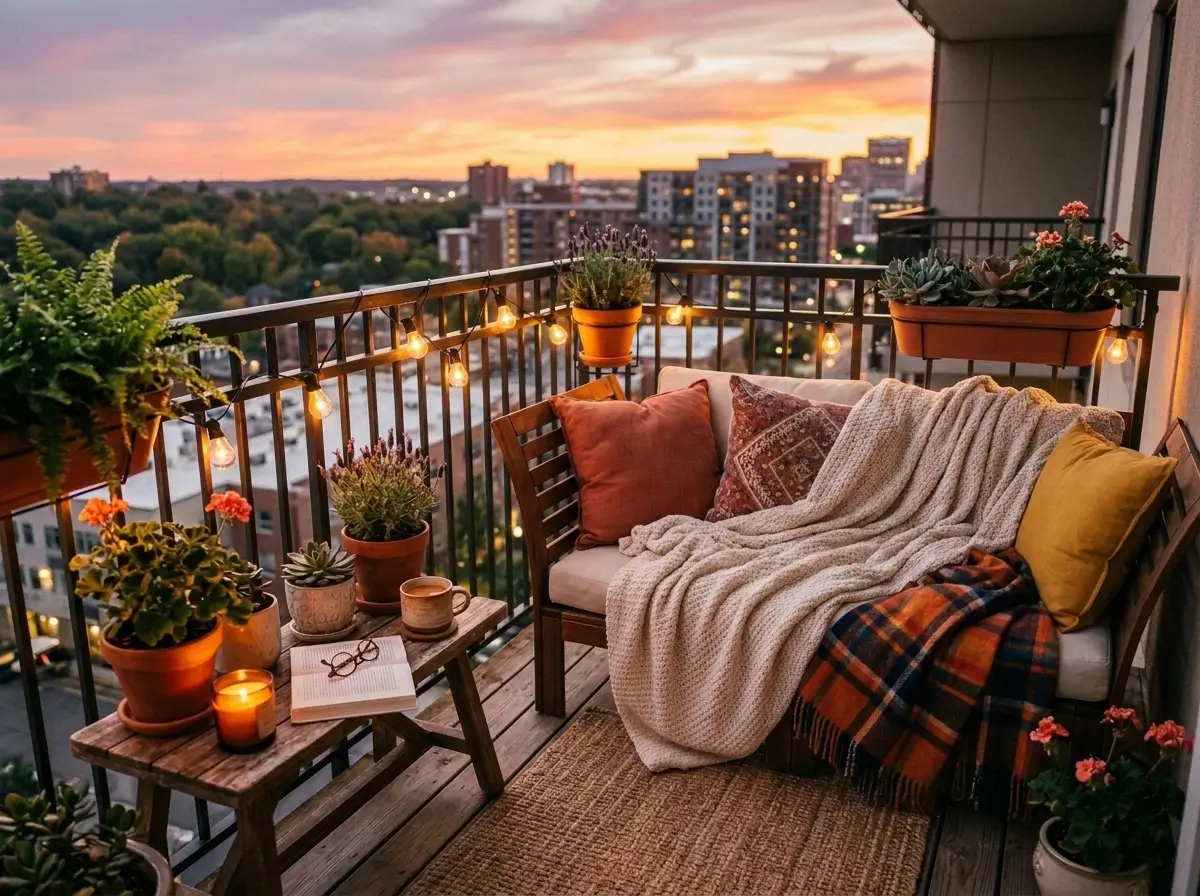 Apartment Cozy Balcony Sunset Setup Ideas for Calm Evenings