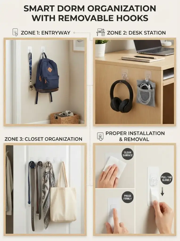 Attach Removable Hooks in Useful Zones