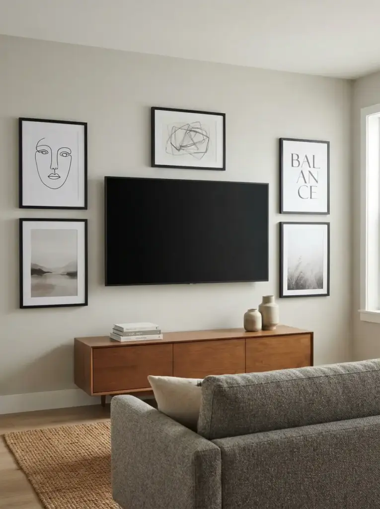 Blend the Screen Into a Small Gallery Arrangement