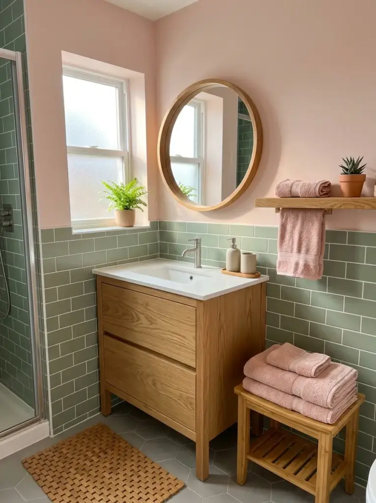 Bring in Warm Wood to Balance Pink and Green