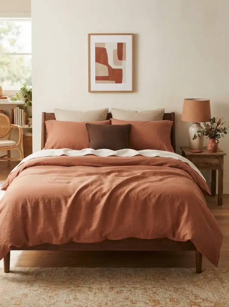Build the Palette Around a Burnt Orange Duvet