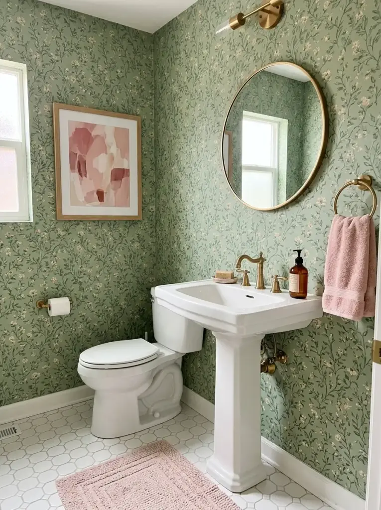 Choose Green Wallpaper with Pink Decor