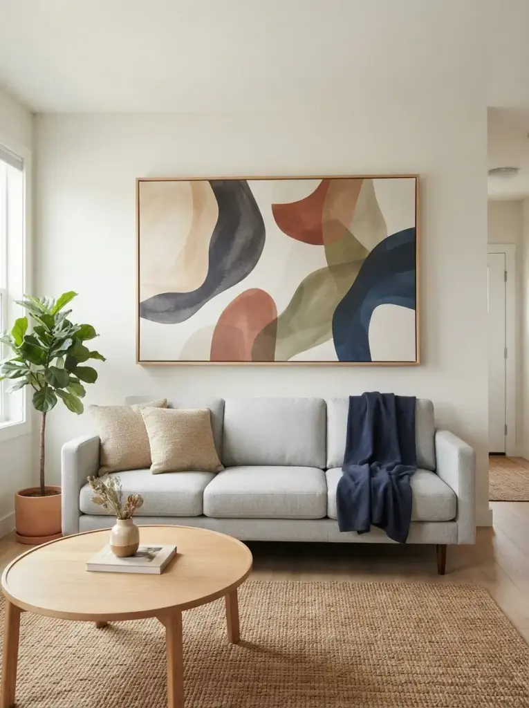 Choose One Oversized Piece Above the Sofa