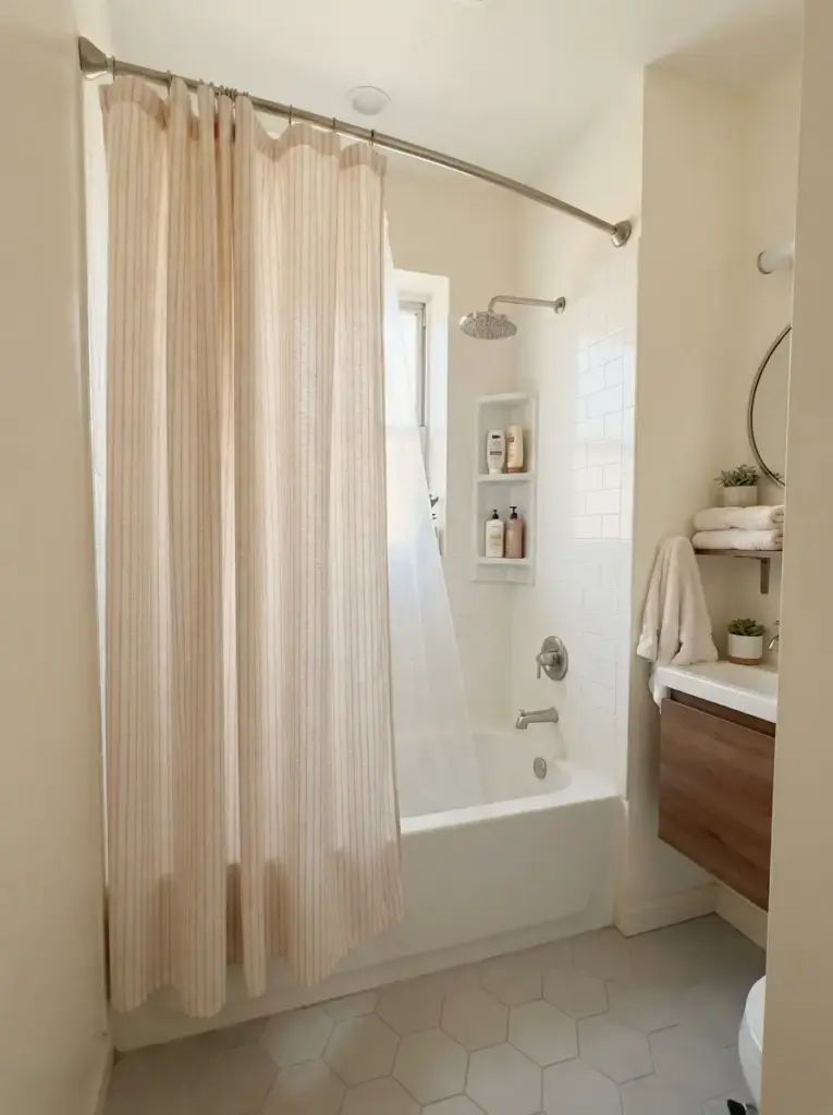 Choose a Statement Shower Curtain With Controlled Detail
