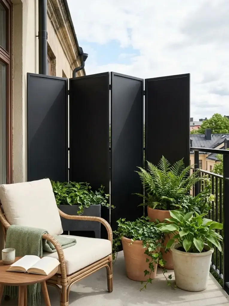 Combine a Folding Screen with Potted Ferns