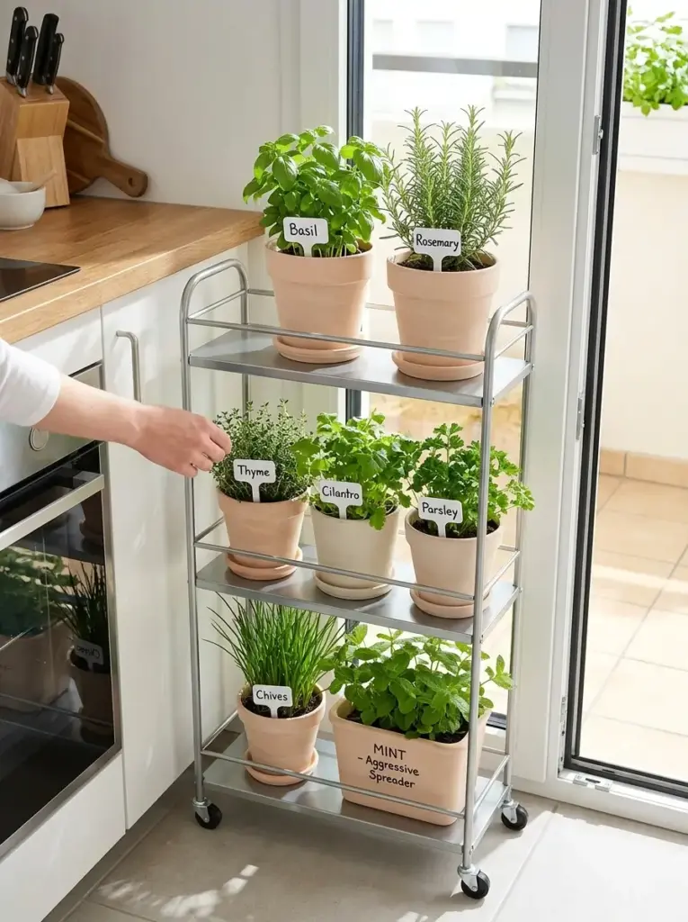 Create a Compact Herb Station Near the Door