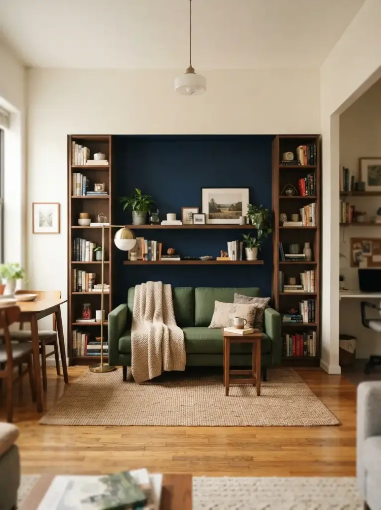 Create a Couch Nook With Curtains or Shelving