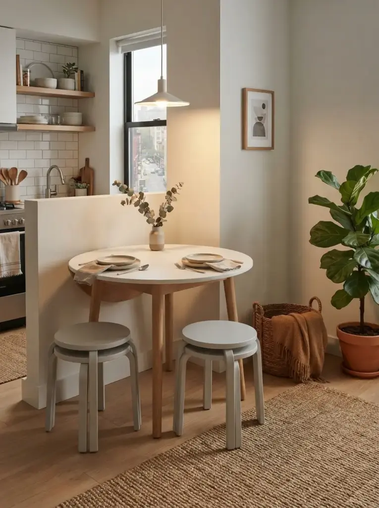 Create a Two-Person Dining Spot With a Drop-Leaf Table