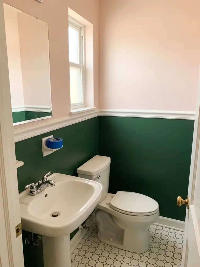 Create a Two-Tone Wall with Pink and Green
