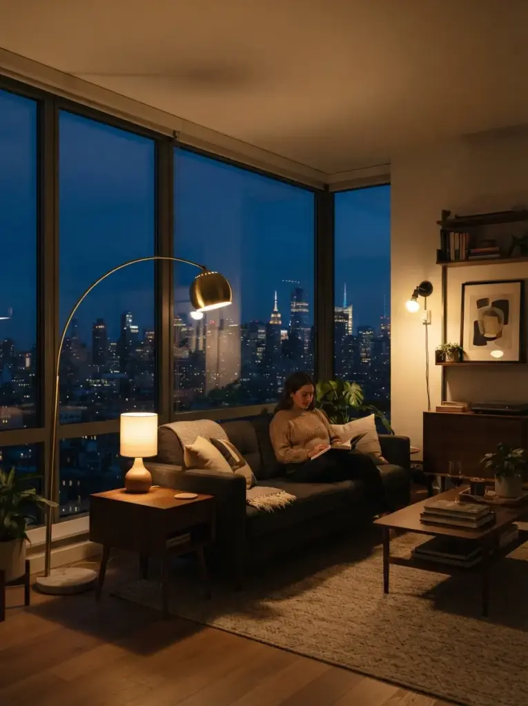 Create a warm evening lighting plan