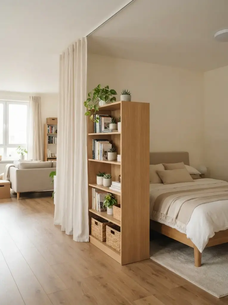 Curtain and Bookcase Combinations for Layered Zoning