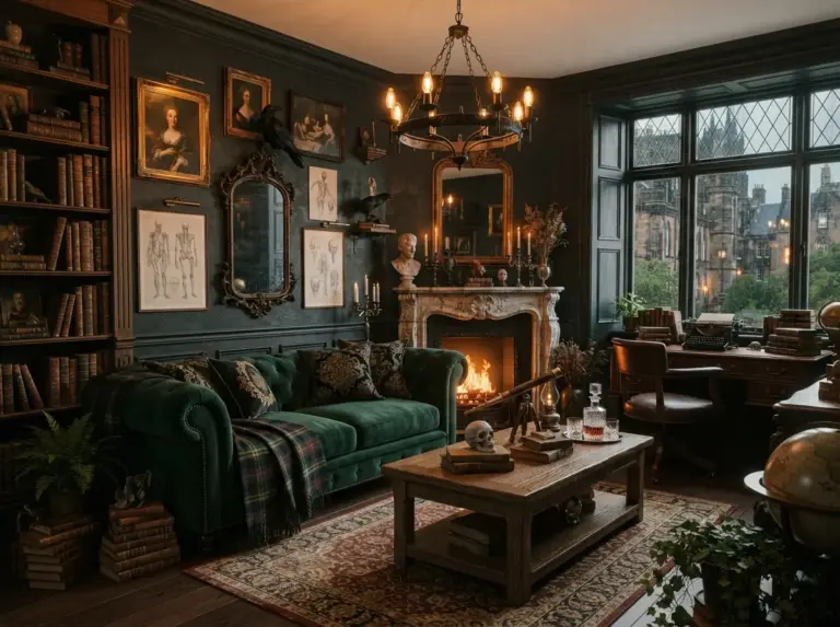 Dark Academia Apartment Decor Ideas with Gothic Glamour