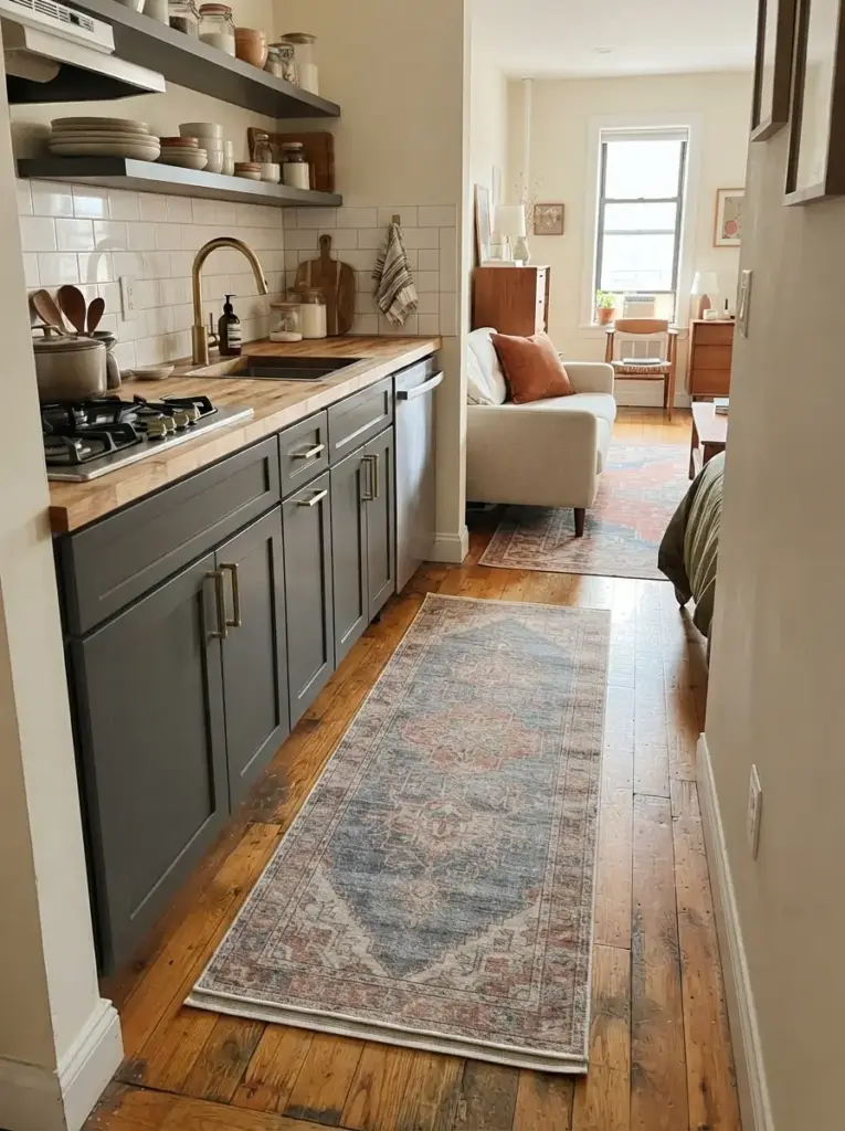 Define the Kitchen With a Compact Rug