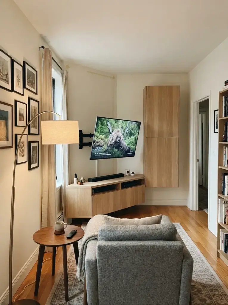 Design a Corner TV Wall With Angled Storage