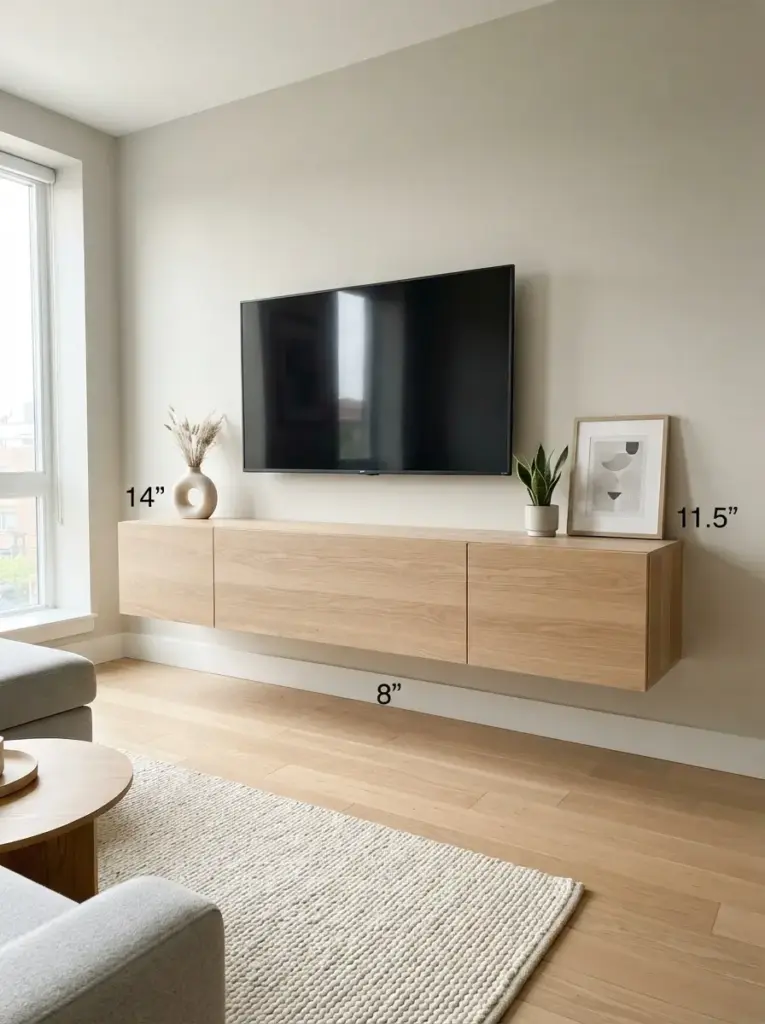 Float the TV Above a Slim Wall-Mounted Console