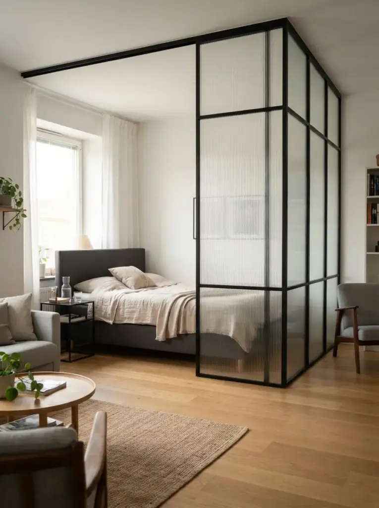 Fluted or Frosted Glass Panels for Bright Privacy