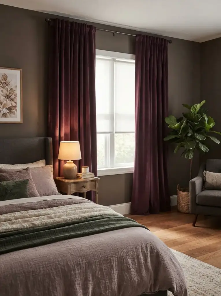 Frame the Bed with Velvet Curtains
