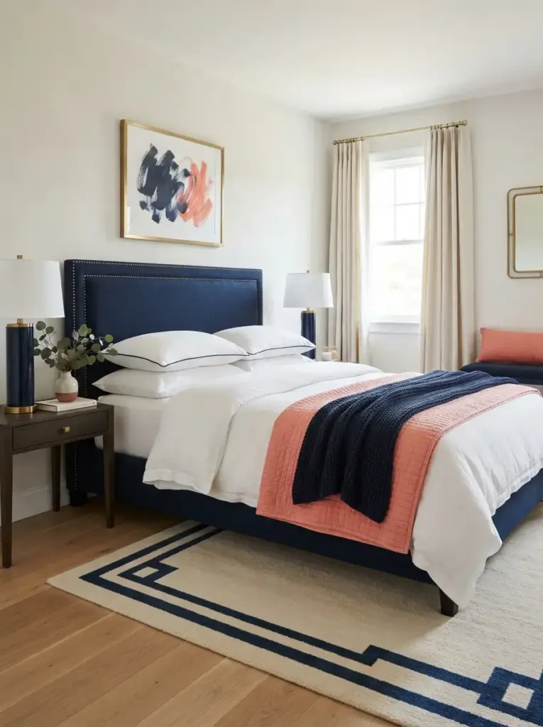 Ground Coral With Navy Blue