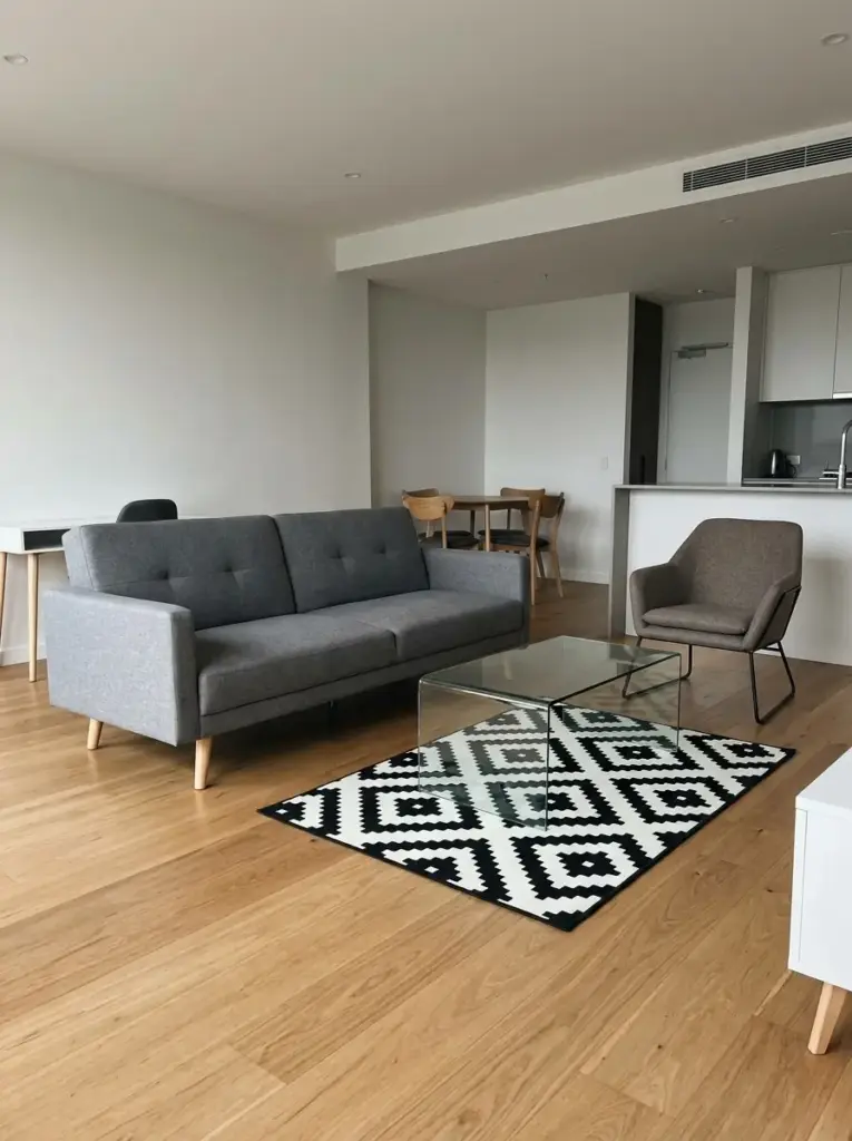 Ground the Living Room With a Textured Rug