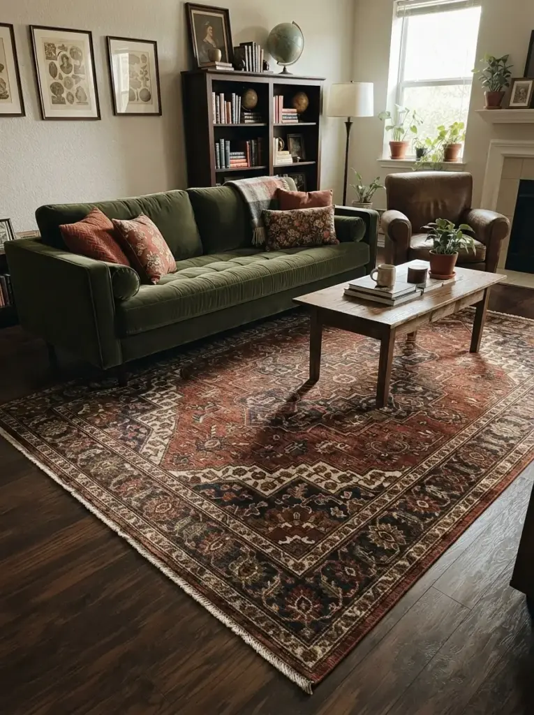 Ground the Room with a Traditional Rug