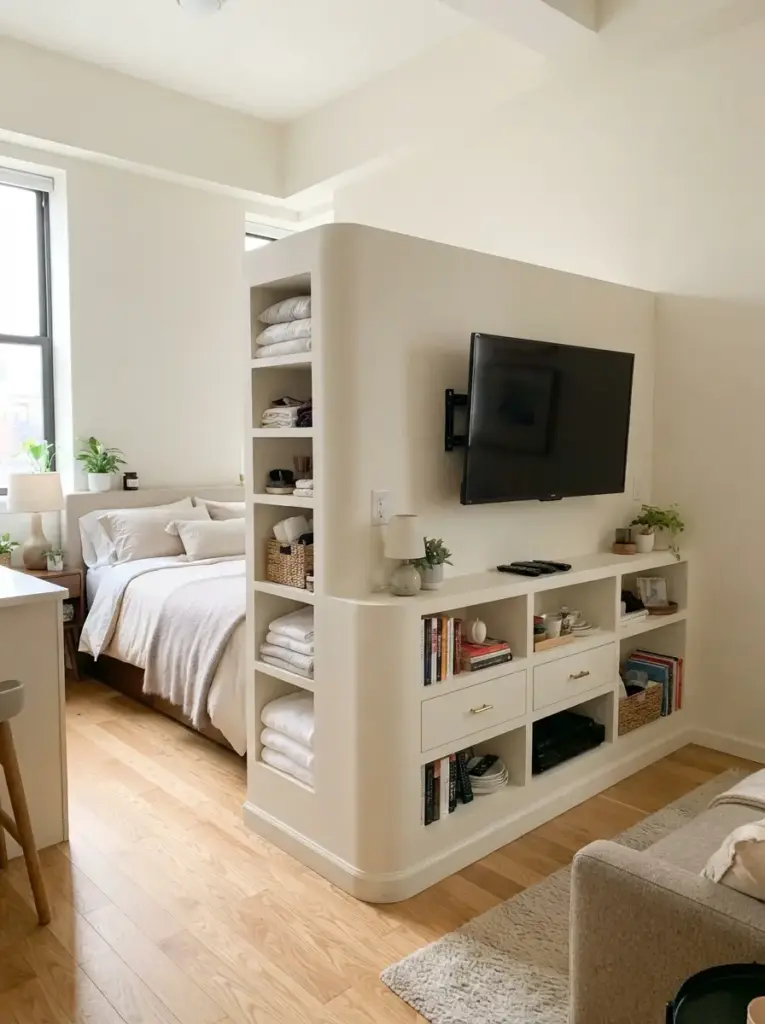 Half Walls With Built-In Storage