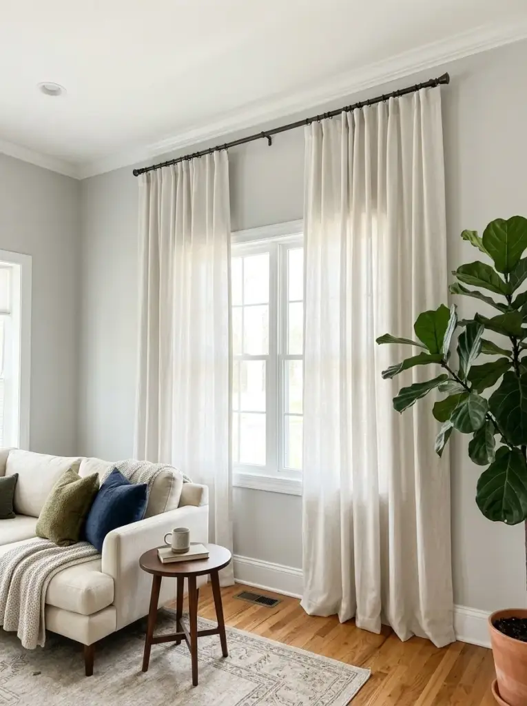 Hang Curtains High to Make Rooms Feel Taller