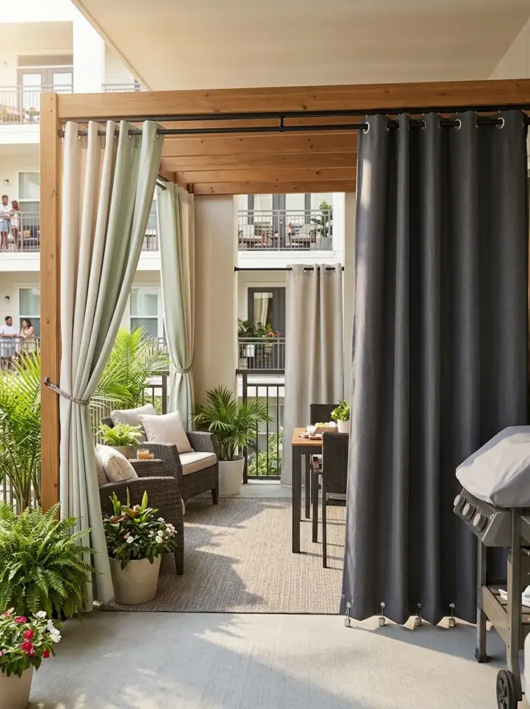 Hang Outdoor Curtains from a Removable Frame