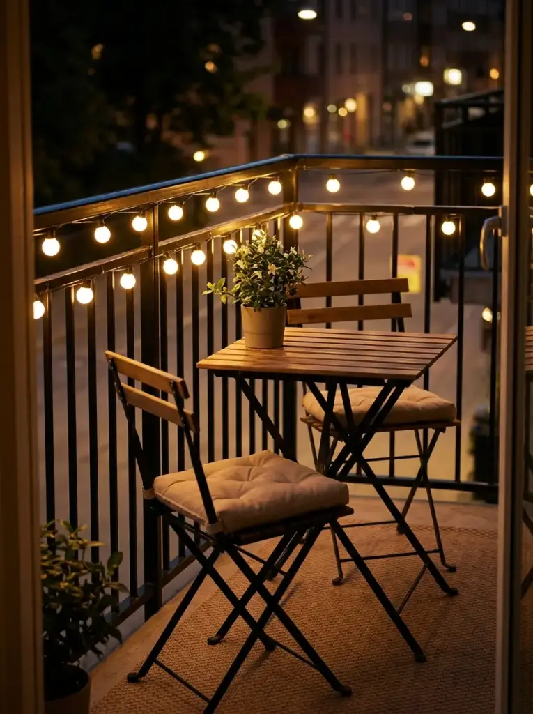Hang Warm String Lights Along the Railing