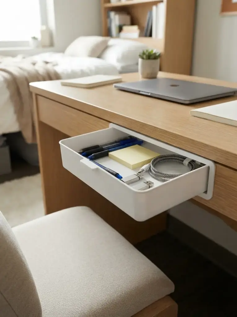 Hide Supplies in Under-Desk Drawers