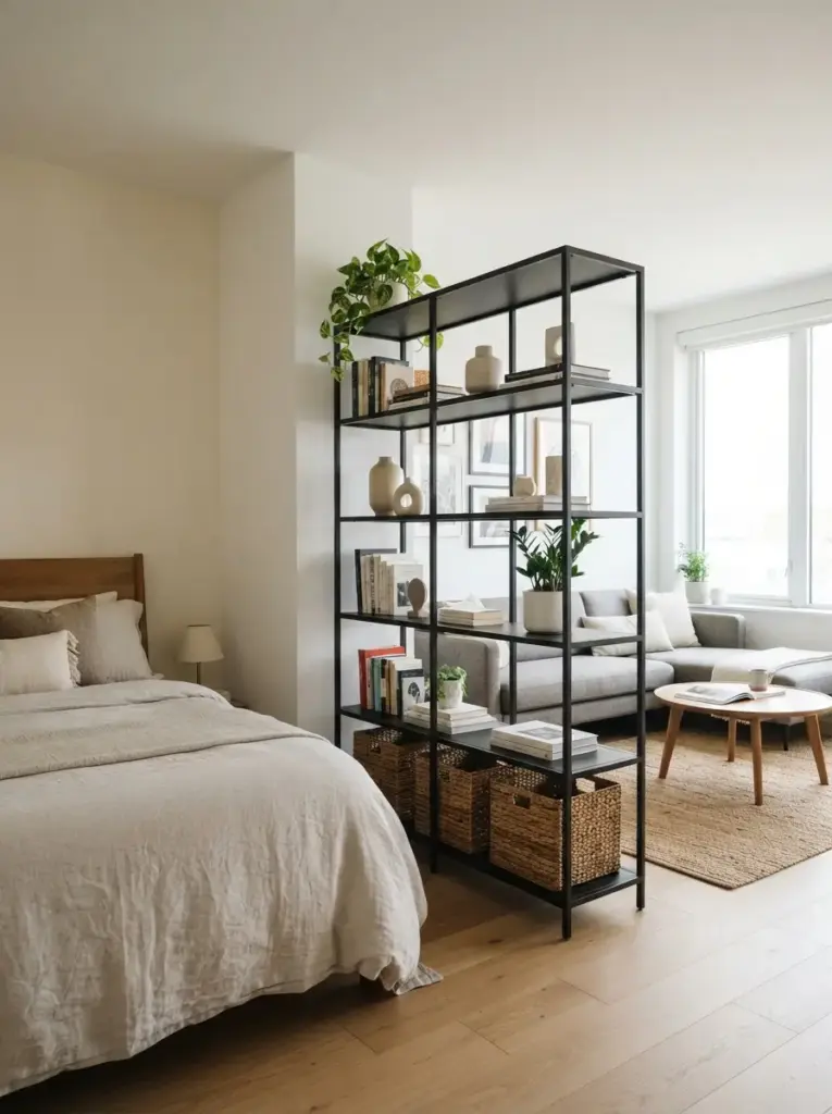 Open Bookcases That Divide and Store