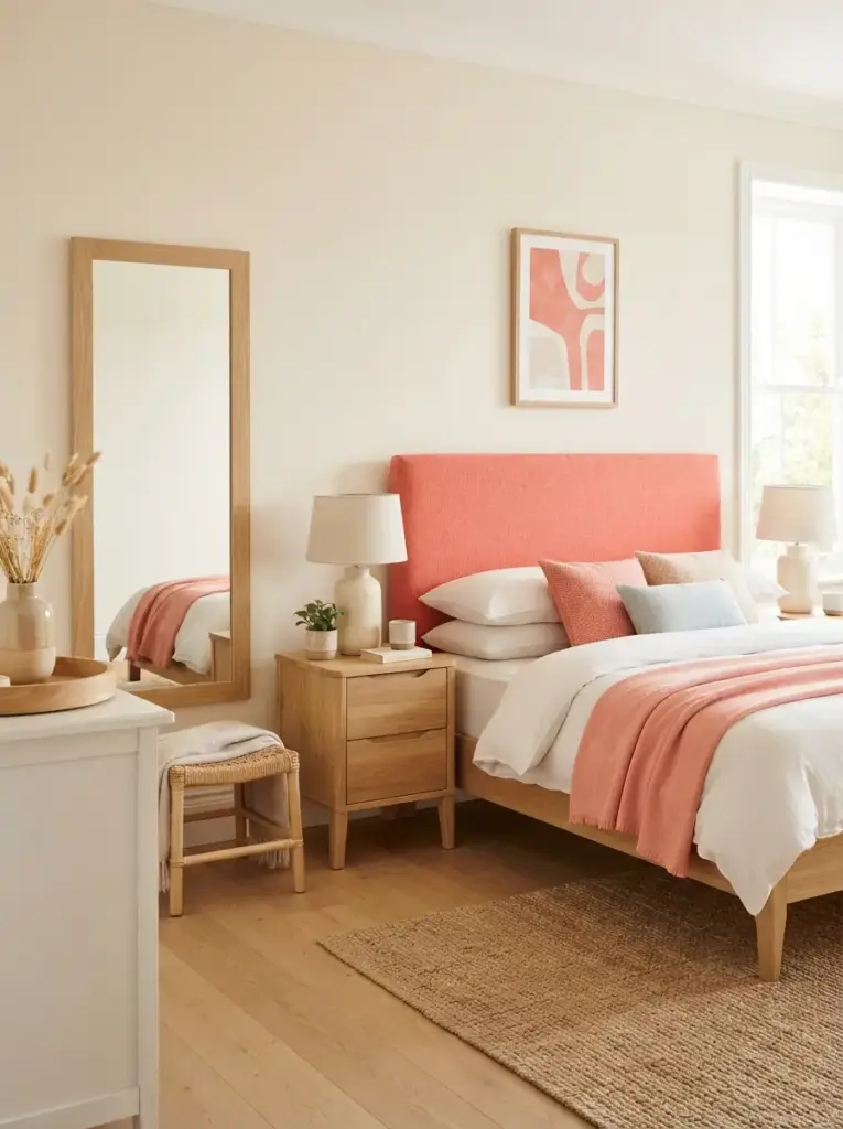 Pair Coral With Light Natural Wood