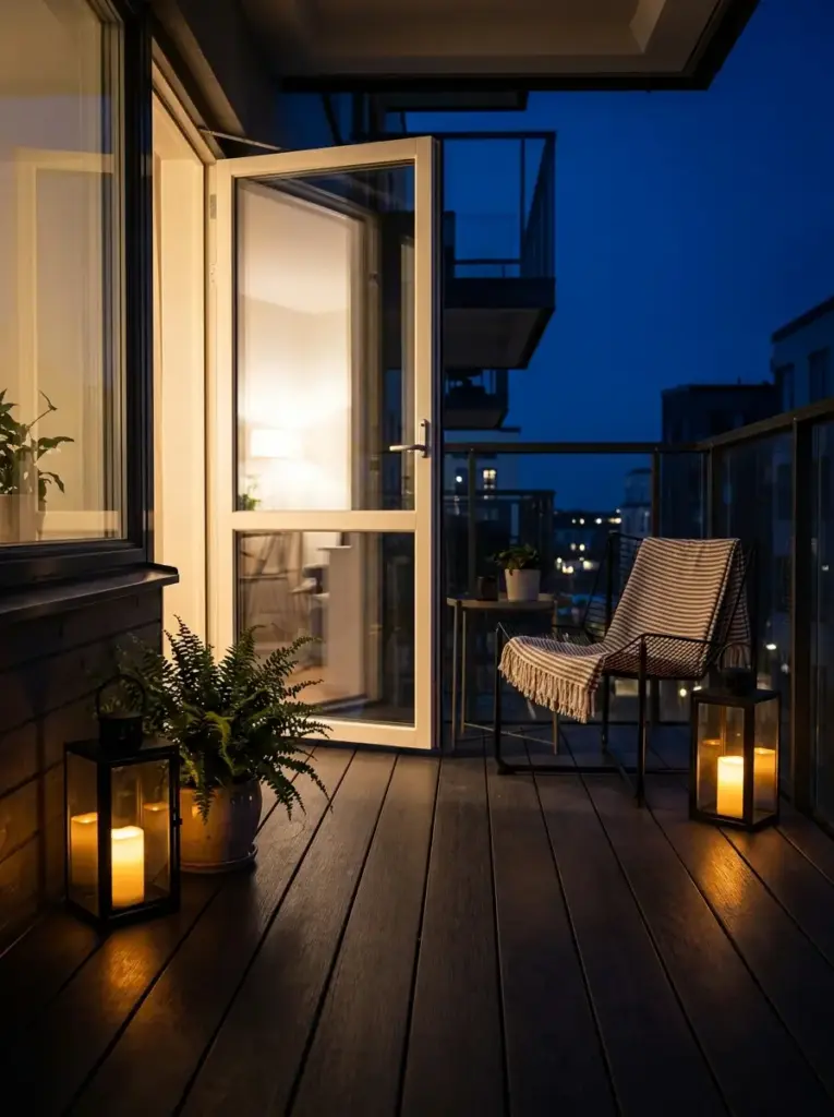 Place Lanterns on the Balcony Floor Corners