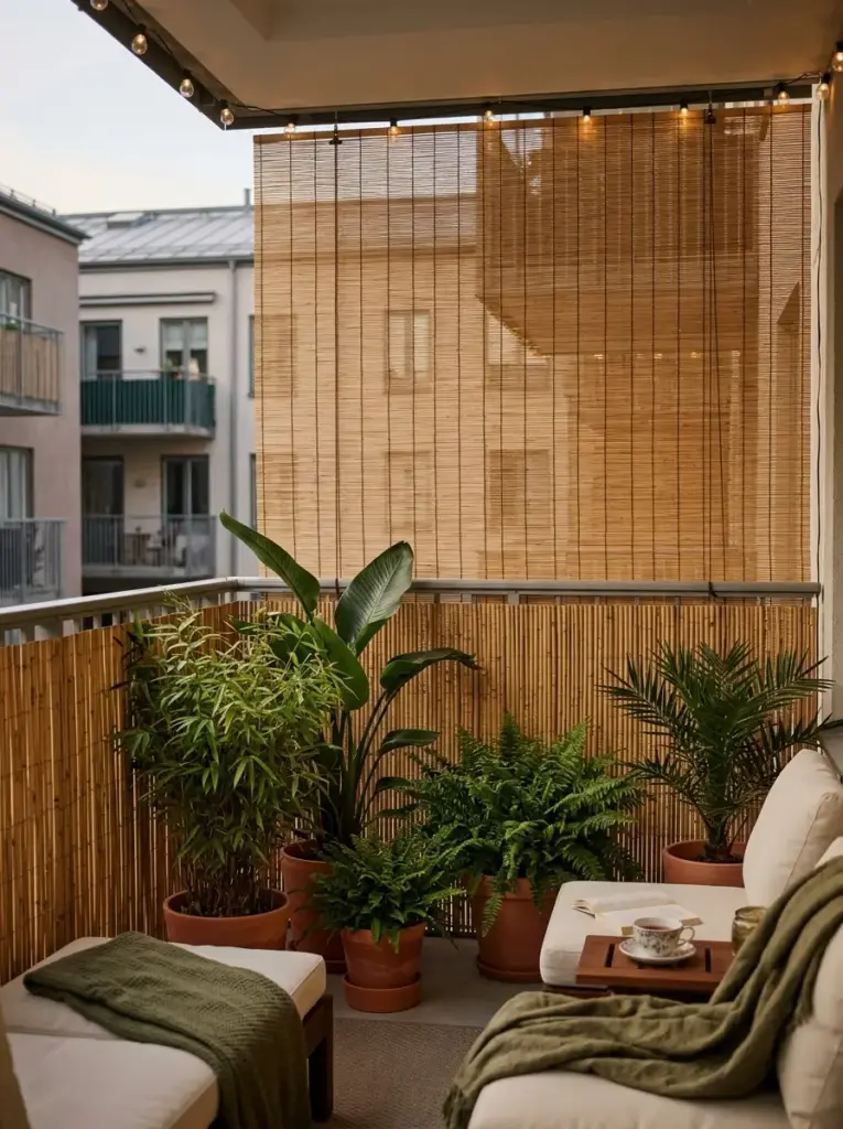 Place a Slim Bamboo Screen Behind Greenery